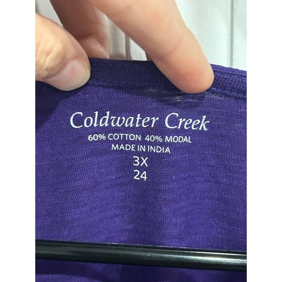 Coldwater Creek NWT Purple Sequin Embellished Short Sleeve Ruched Top Sz 3X - Picture 6 of 12